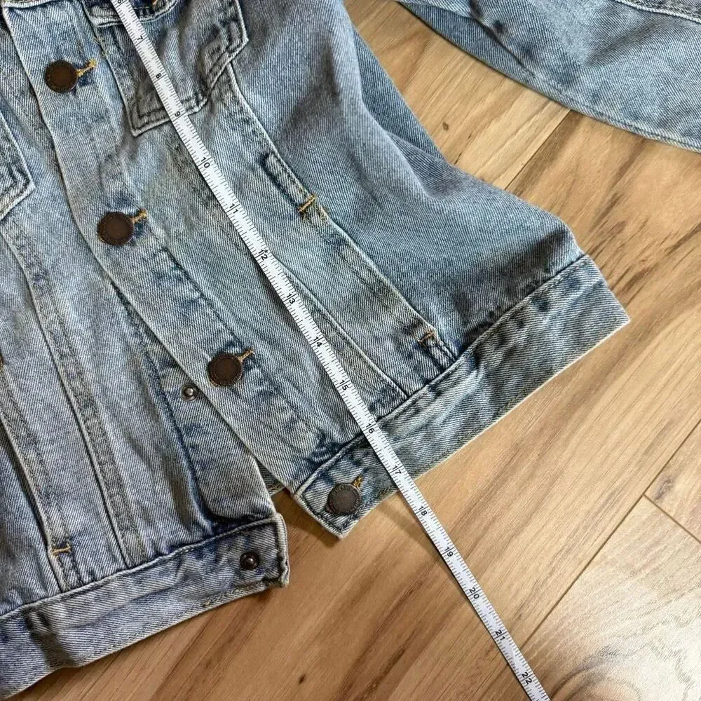 Cotton On Kids Blue Button Down Ice Cube Denim Trucker Jean Jacket Size 7-8